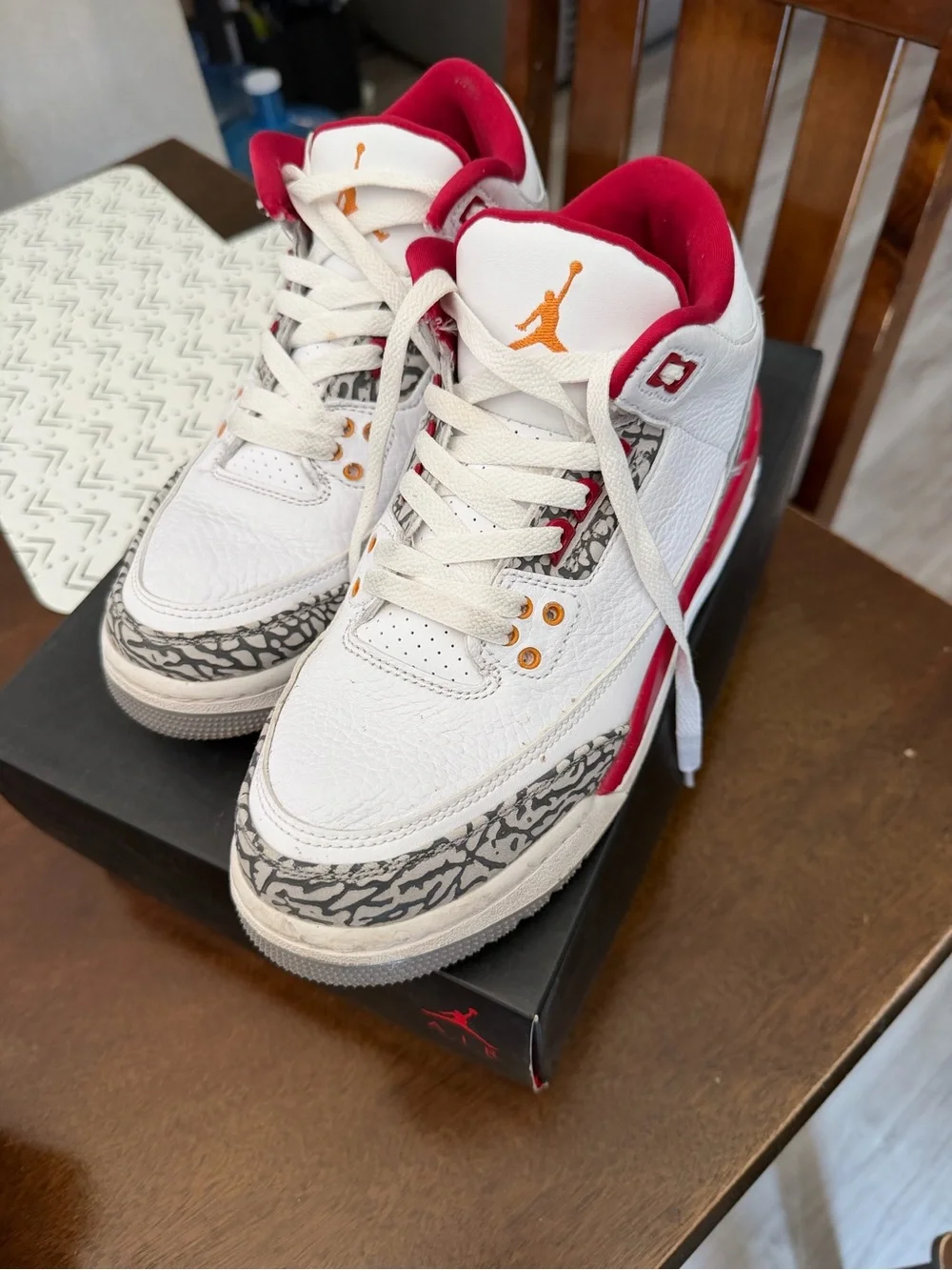 Air Jordan 3 retro (GS) WHITE/LIGHT CURRY-CARDINAL RED